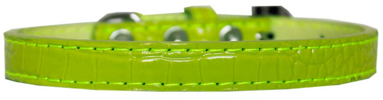 Wichita Plain Croc Dog Collar Lime Green Size 16